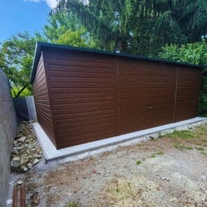 GARAŻ BLASZANY 6,5X4,5 DREWNOPODOBNY DACH JEDNOSPADOWY