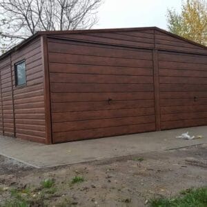 GARAŻ BLASZANY 6X6 DREWNOPODOBNY DWUSPADOWY